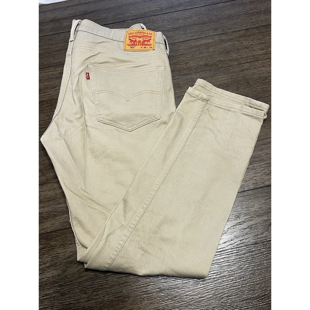 Levi Strauss & Co 502 Mens Size 36x34 Khaki Stretch True Chino UEC